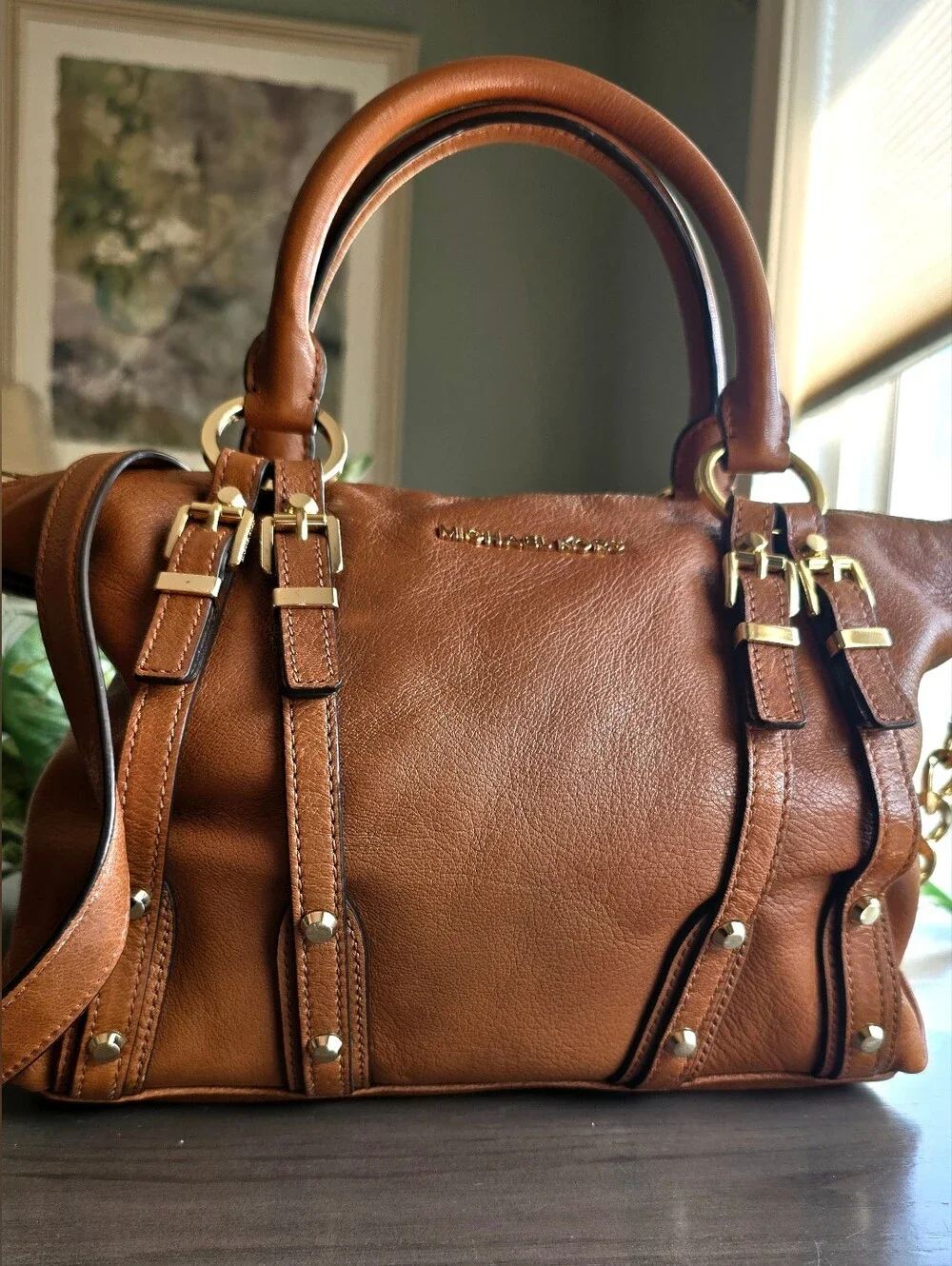 Michael Kors Medium Leigh Vintage Leather Satchel / Crossbody
